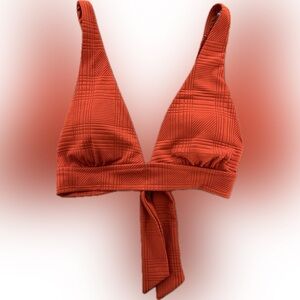 Red/orange textured bikini top and bottom